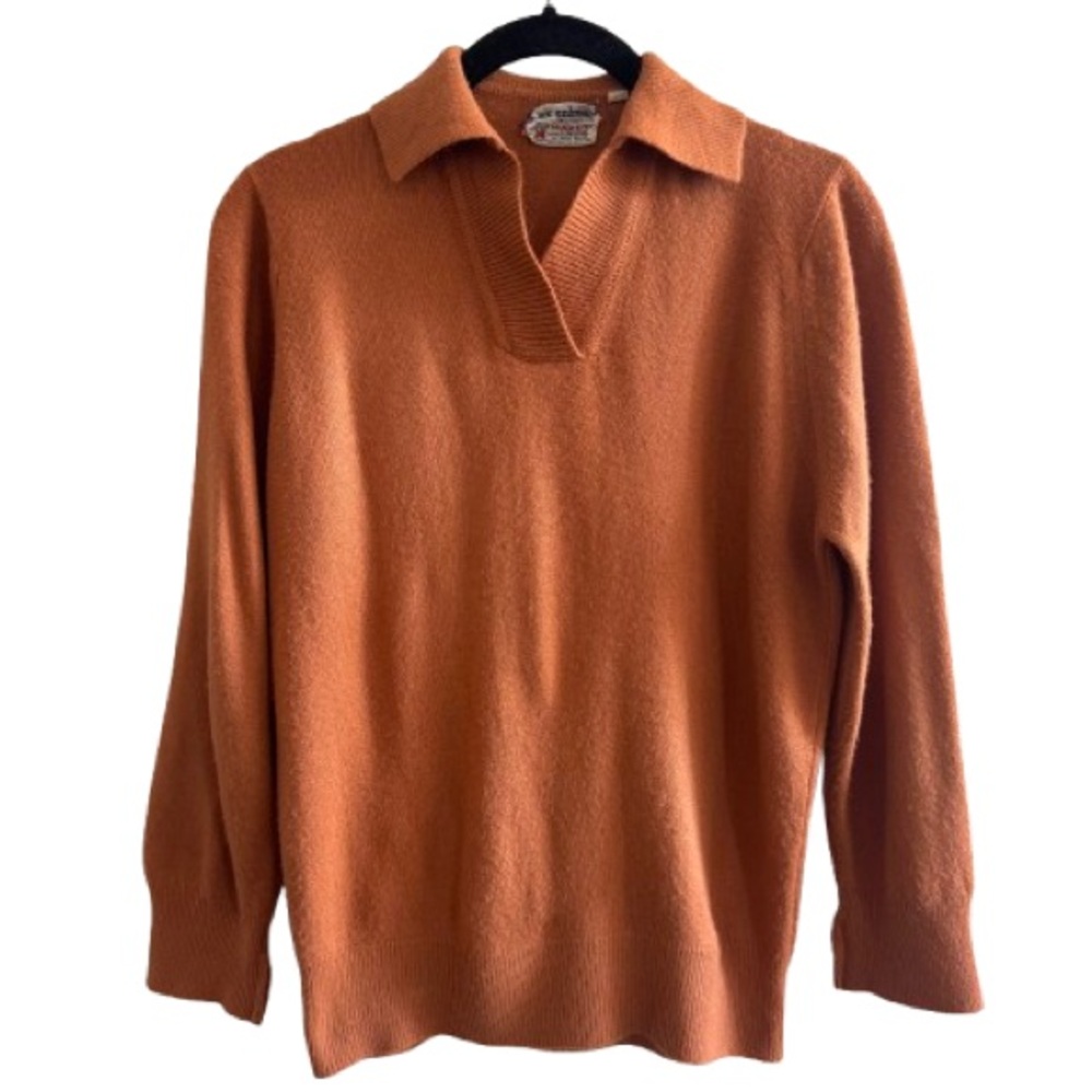 Vintage Alex Colman California Polo Pullover Sweater Orange Acrylic